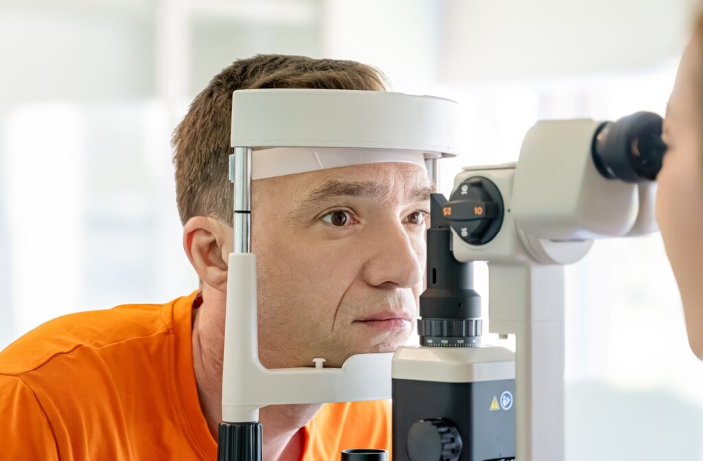 A person getting a diabetic eye exam
